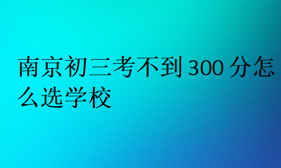 南京初三考不到300分怎么選學校