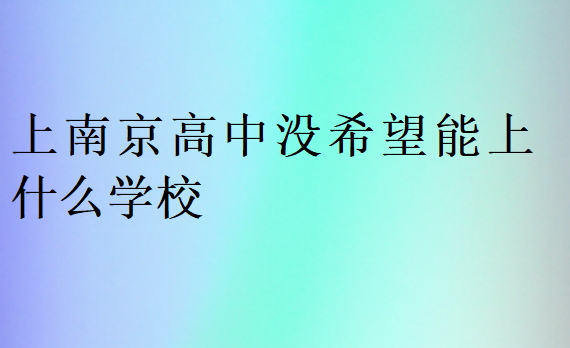 上南京高中沒希望能上什么學校